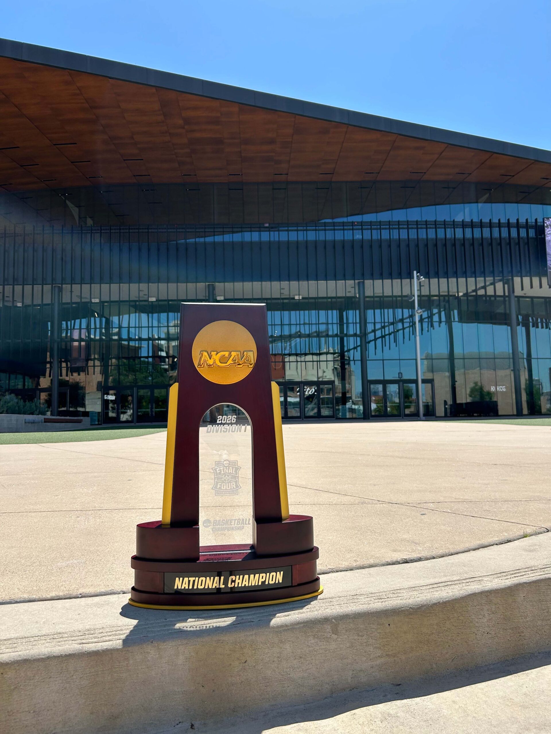 The 2026 NCAA Men's Final Four Trophy at the Moody Center at the University of Texas at Austin.