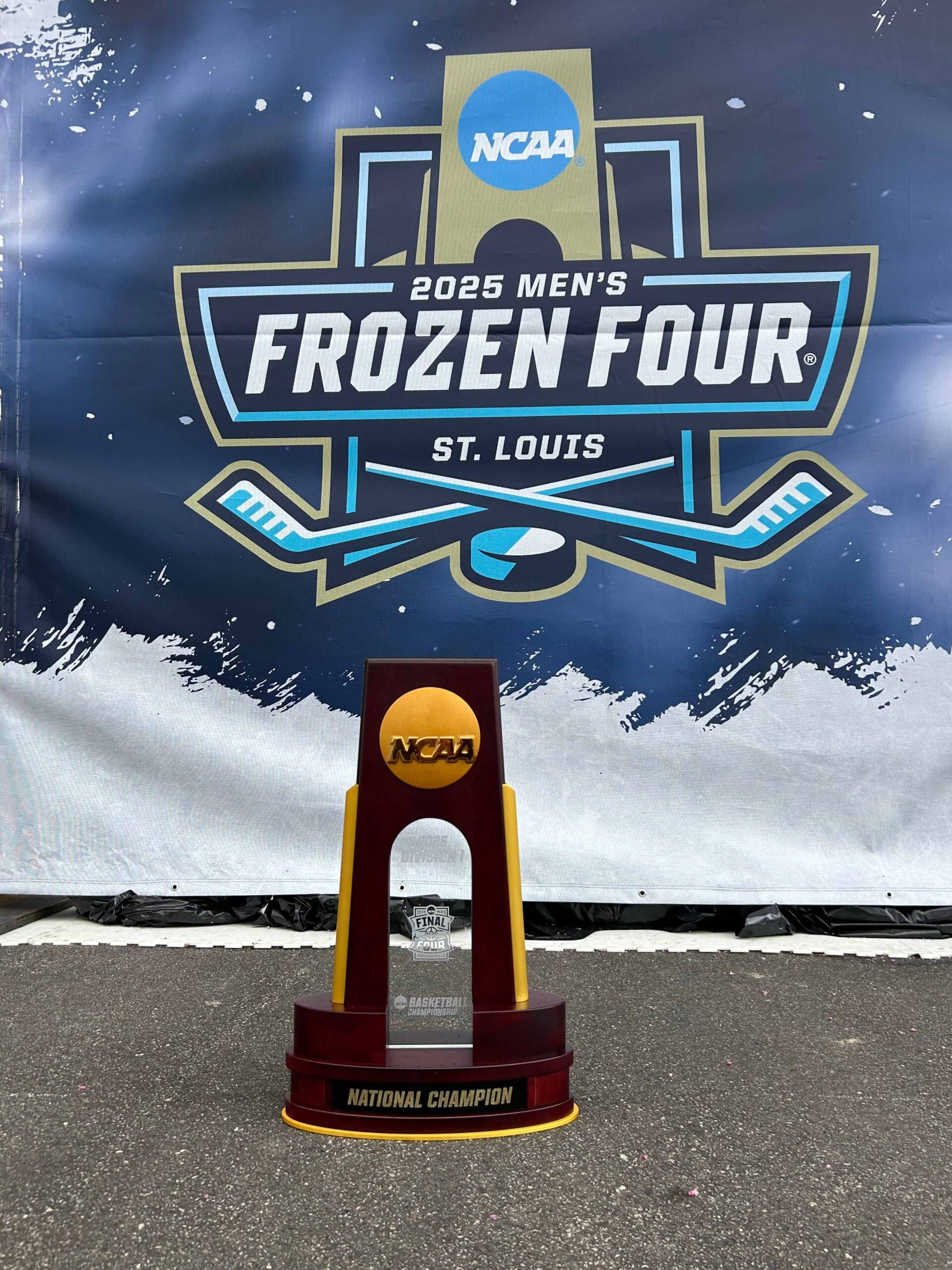 The 2026 NCAA Men's Final Four trophy at the Frozen Four in St. Louis.