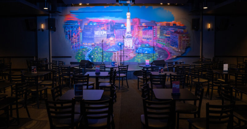 The inside of Helium Comedy Club.